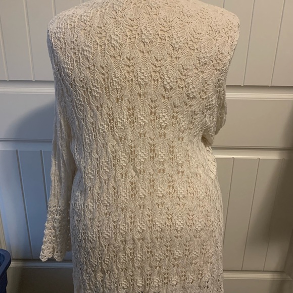 O-10 Isaac Mizrahi White Crochet Cardigan/Duster Size 3X - Picture 3 of 4
